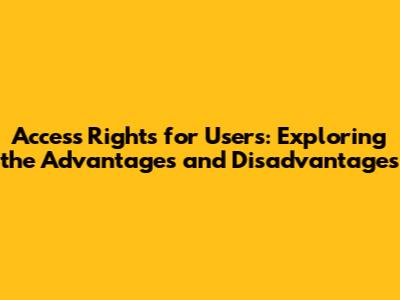 Access Rights for Users: Exploring the Advantages and Disadvantages