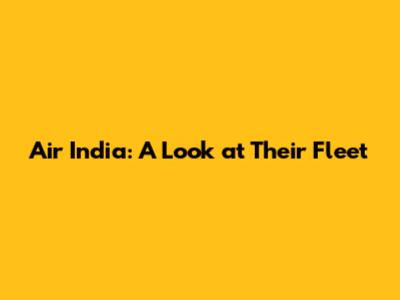 Air India: A Look at Their Fleet