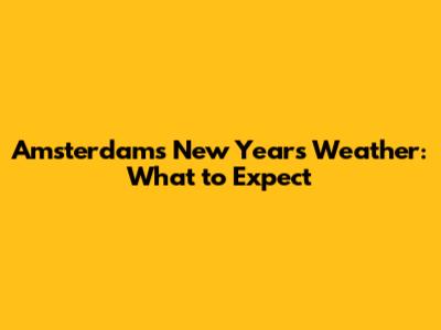 Amsterdam's New Year's Weather: What to Expect