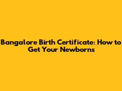 Bangalore Birth Certificate: How to Get Your Newborn's