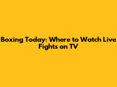 Boxing Today: Where to Watch Live Fights on TV