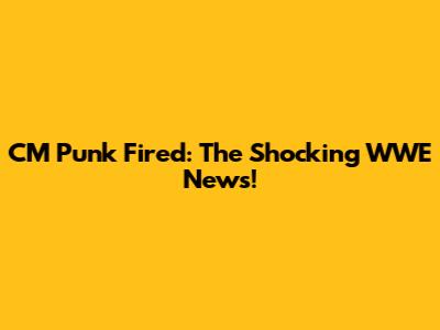 CM Punk Fired: The Shocking WWE News!