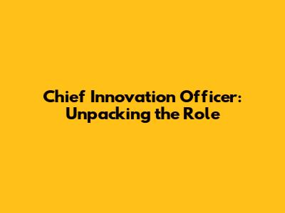 Chief Innovation Officer: Unpacking the Role