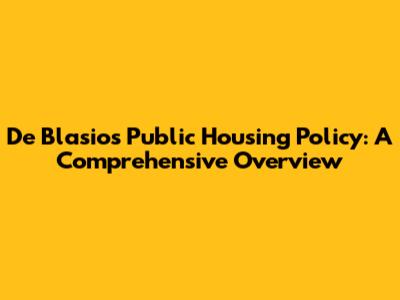 De Blasio's Public Housing Policy: A Comprehensive Overview
