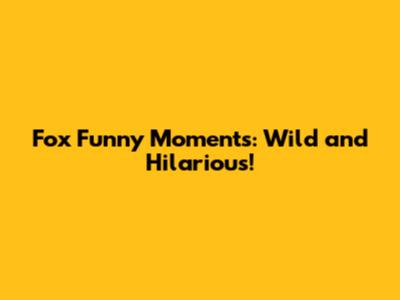 Fox Funny Moments: Wild and Hilarious!