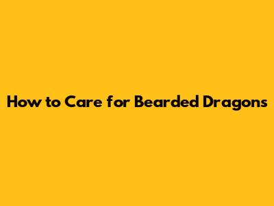 How to Care for Bearded Dragons