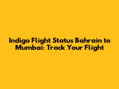 Indigo Flight Status Bahrain to Mumbai: Track Your Flight