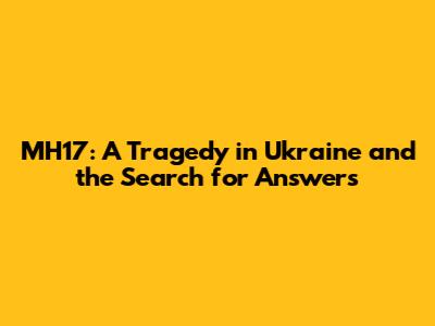 MH17: A Tragedy in Ukraine and the Search for Answers