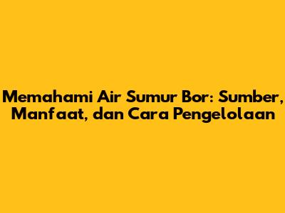 Memahami Air Sumur Bor: Sumber, Manfaat, dan Cara Pengelolaan
