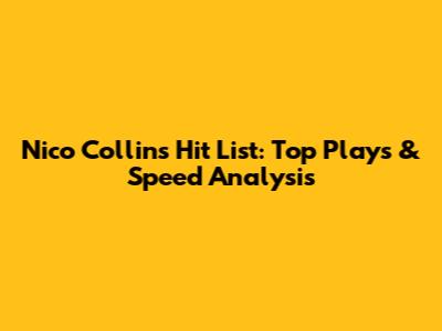 Nico Collins' Hit List: Top Plays & Speed Analysis