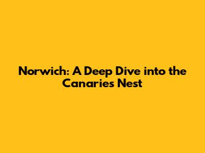 Norwich: A Deep Dive into the Canaries' Nest