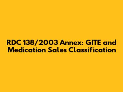 RDC 138/2003 Annex: GITE and Medication Sales Classification
