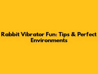 Rabbit Vibrator Fun: Tips & Perfect Environments