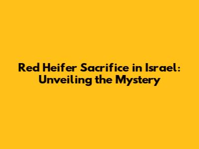 Red Heifer Sacrifice in Israel: Unveiling the Mystery