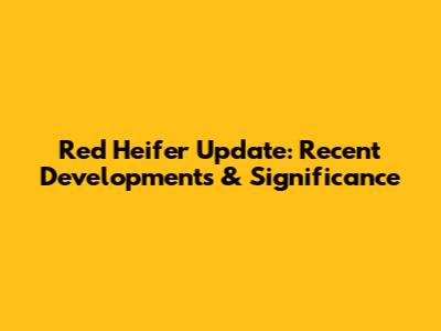 Red Heifer Update: Recent Developments & Significance