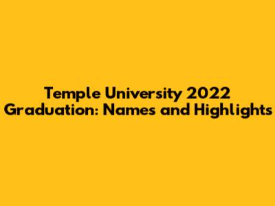 Temple University 2022 Graduation: Names and Highlights