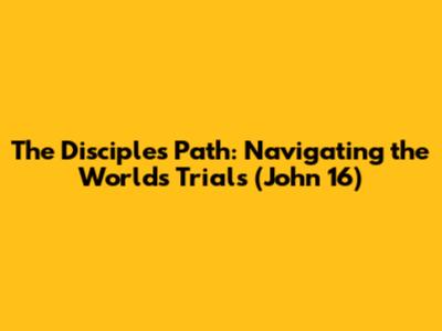 The Disciples' Path: Navigating the World's Trials (John 16)