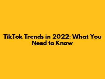 TikTok Trends in 2022: What You Need to Know